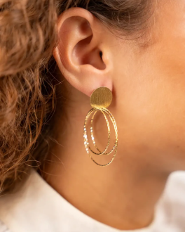 Lott Gioielli Earring Brushed Round Triple Hoops Glow M