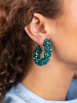 Lott Gioielli Green Earrings Pascalle Creole Raw L