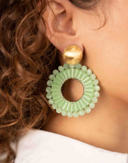 Lott Gioielli Open Circle Double Beads Lime