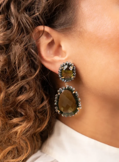 Lott Gioielli Pendant Earring Double L Frosty Grey