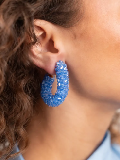 Lott Gioielli Blauwe Oorbellen Pascalle Creole Raw L