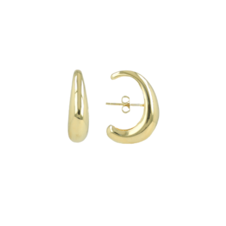 Lott Gioielli Earring Half Oval Stud - Gold