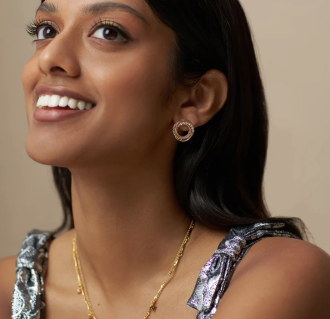 Orelia Interlocking Pave Circle Studs